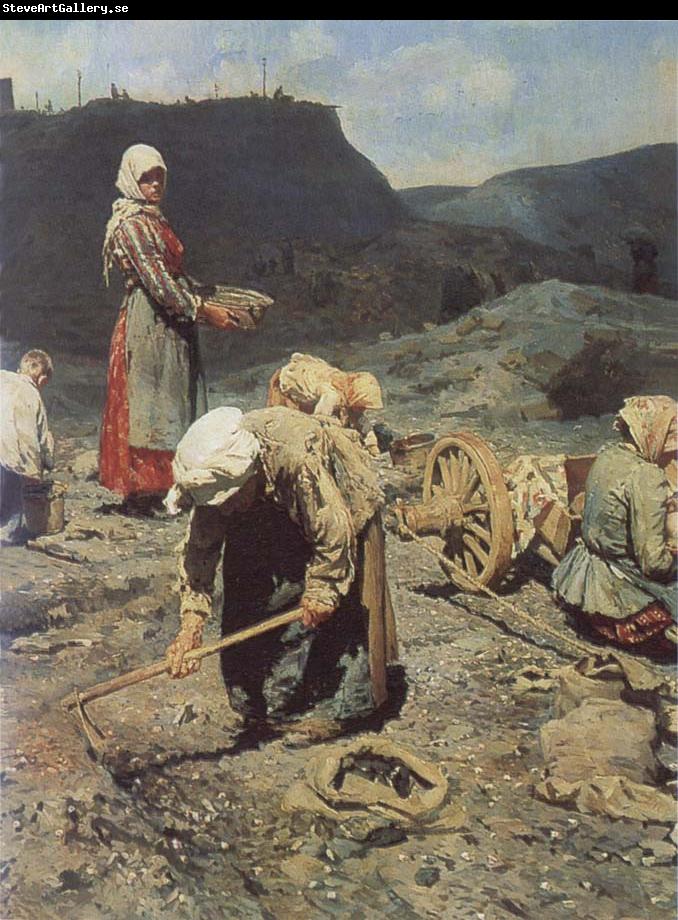 Nikolai Kasatkin Poor People Collecting Coal in an Abandoned Pit